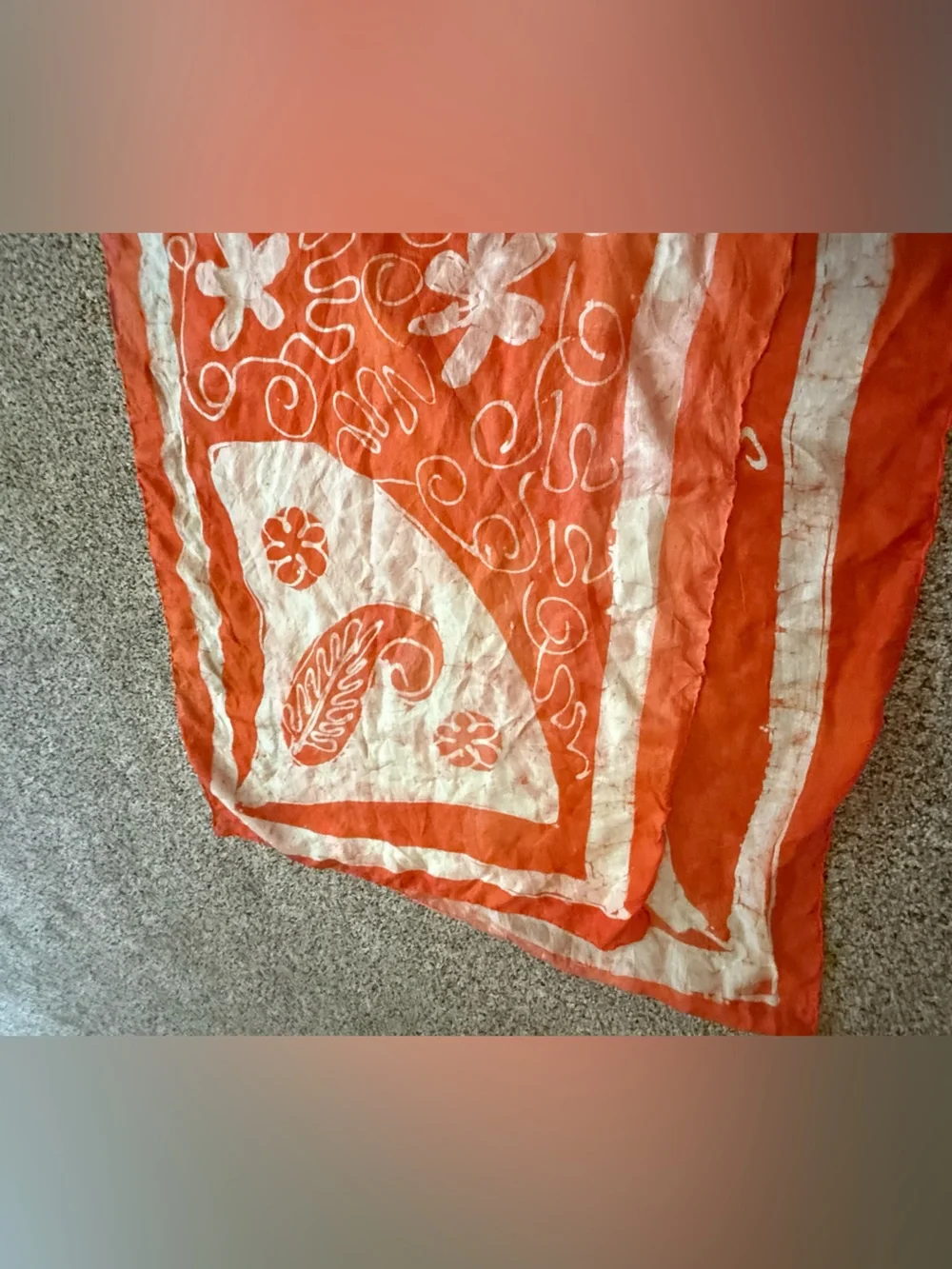 100% silk Orange Elephant Print Scarf - Lightweight Accessory made in India